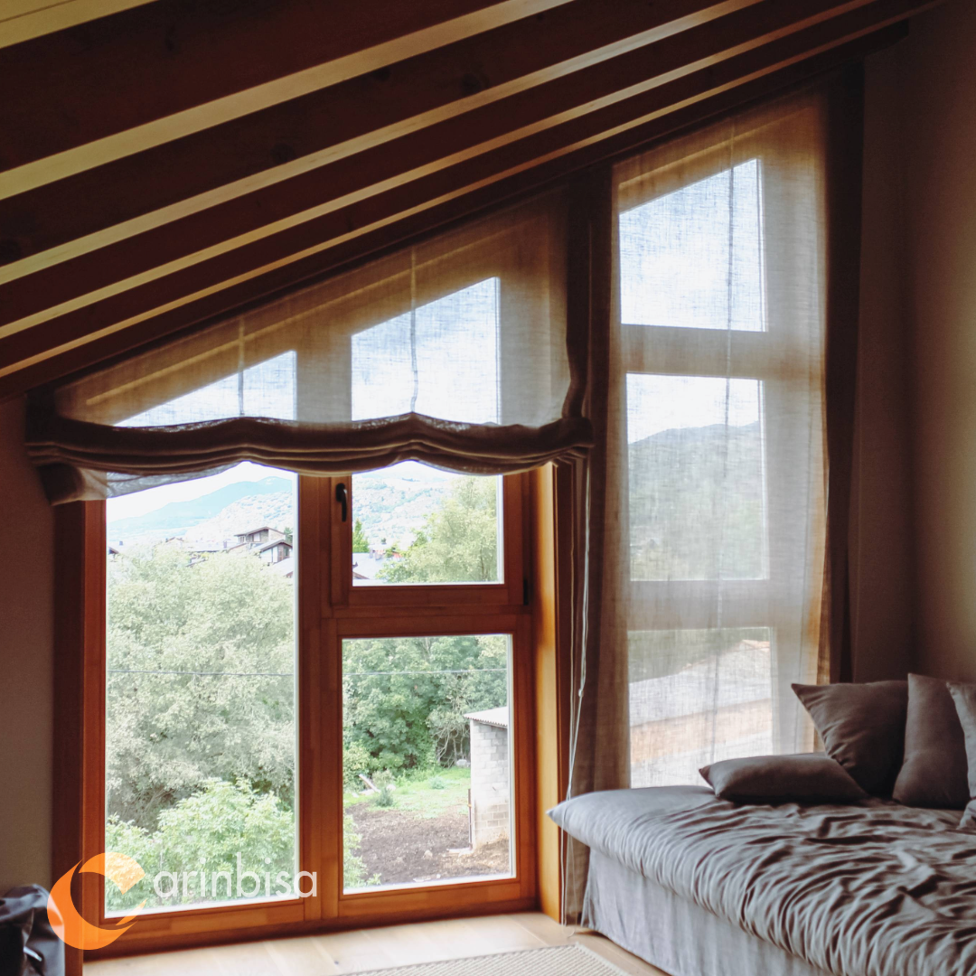 Stone facade with wood window